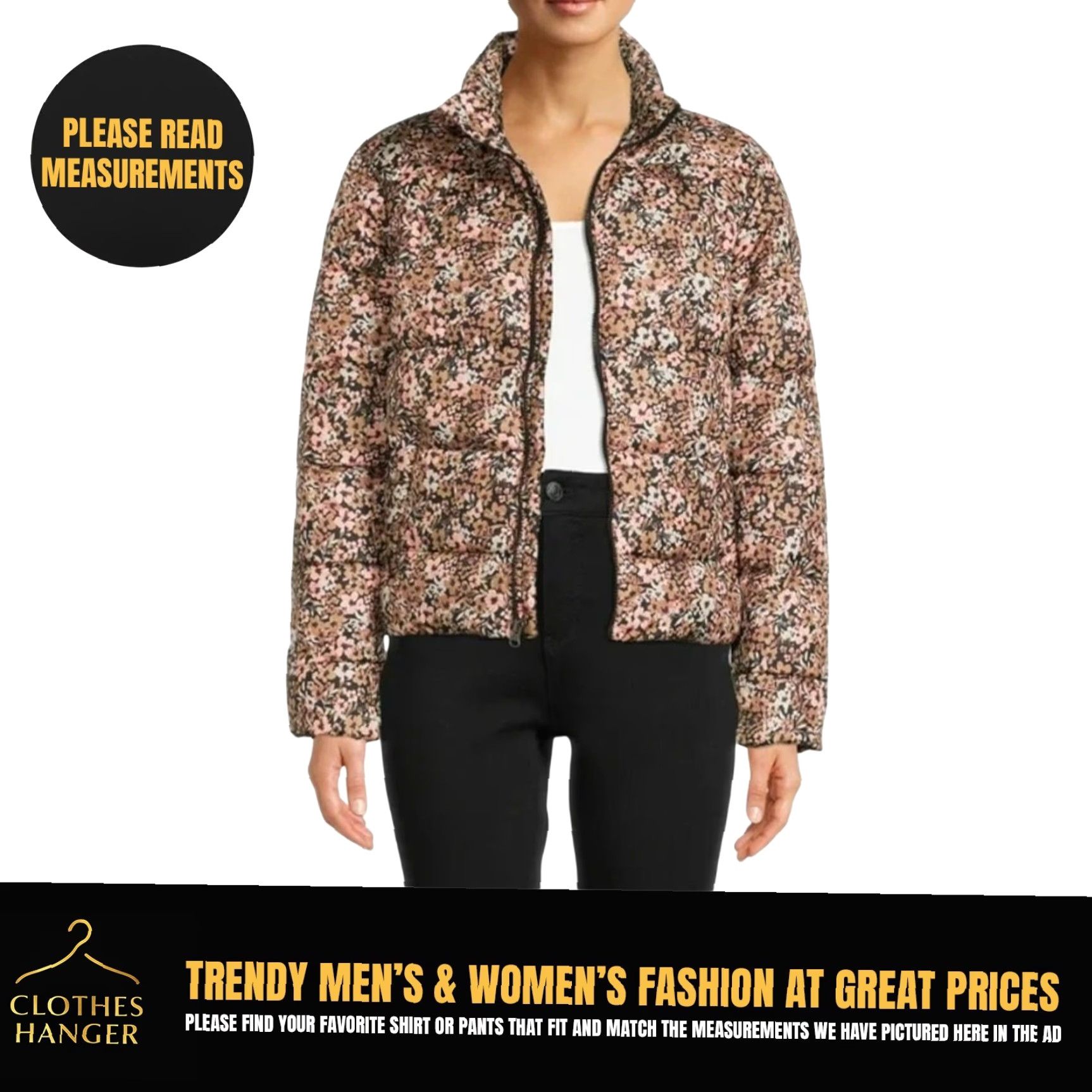 Vintage Time and Tru Time and Tru Women's Mid Weight Pink Ditsy Floral Puffer Jacket Plus Size XL Size XL / US 12-14 / IT 48-50 - 2 Thumbnail