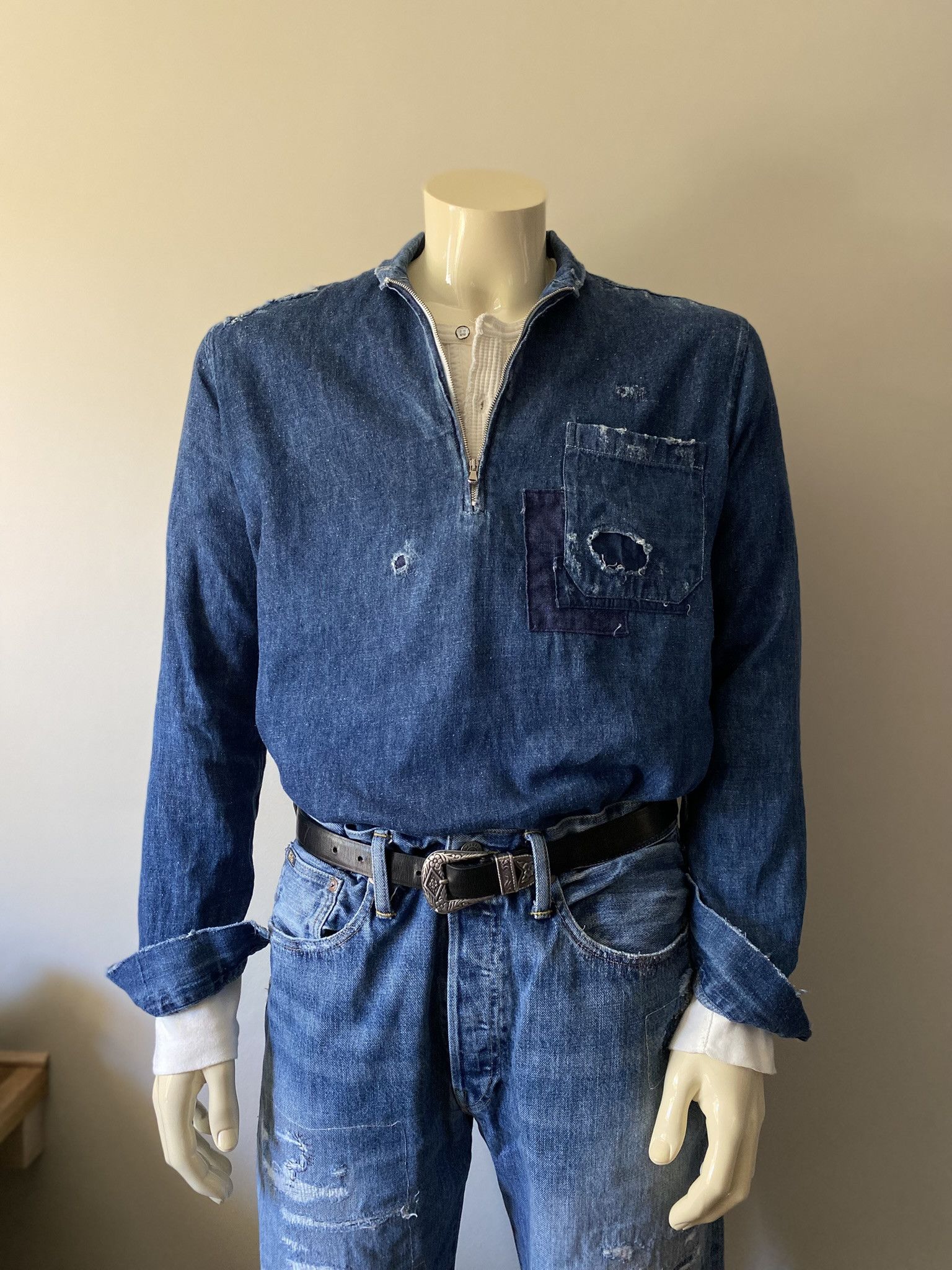 Our Legacy Distressed Half Zip - Japanese Hemp/Cotton Size US S / EU 44-46 / 1 - 4 Thumbnail