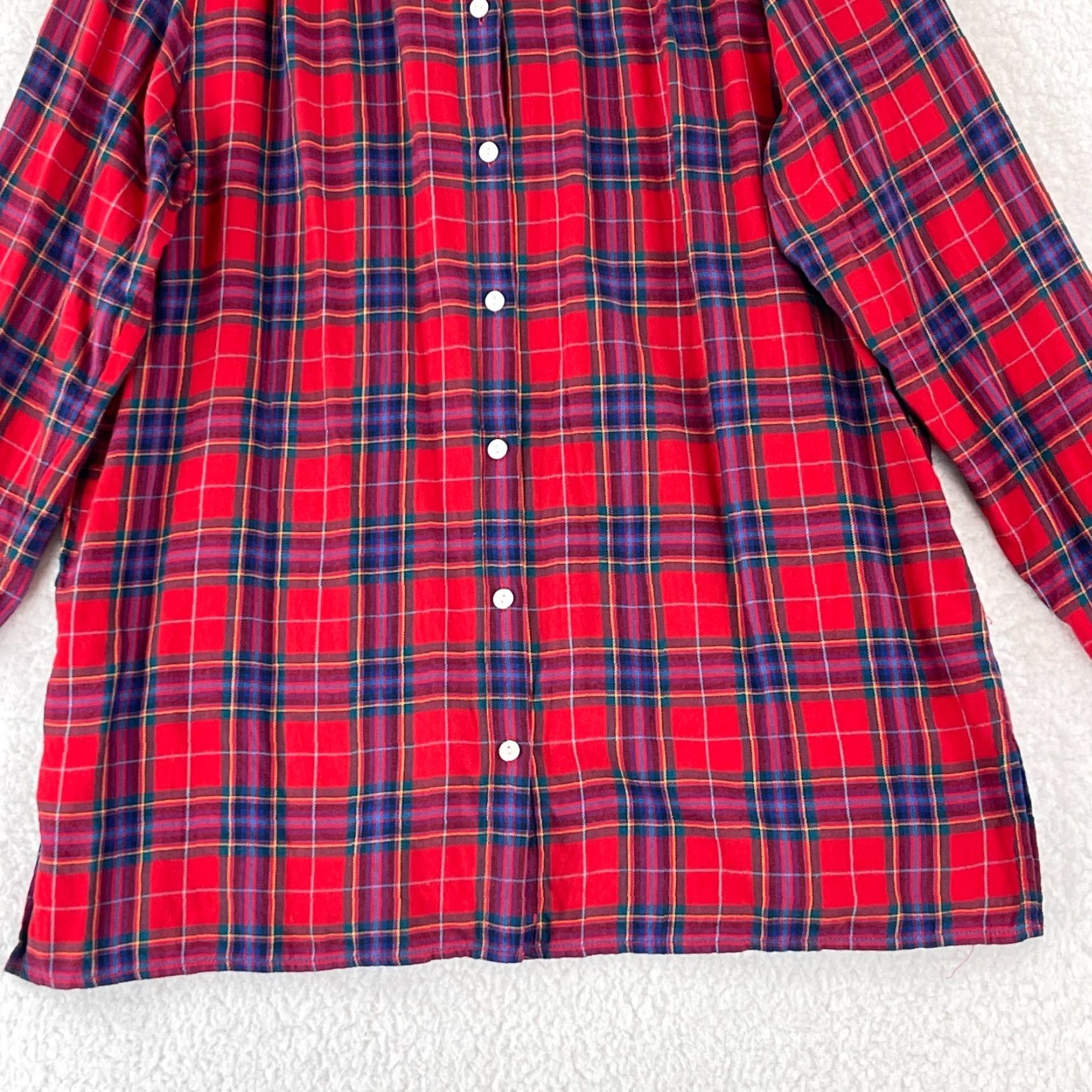 J. Jill J. Jill Red Plaid Button-Up Flannel Shirt Womens Medium Long Sleeve Casual Shirt Size M / US 6-8 / IT 42-44 - 5 Thumbnail