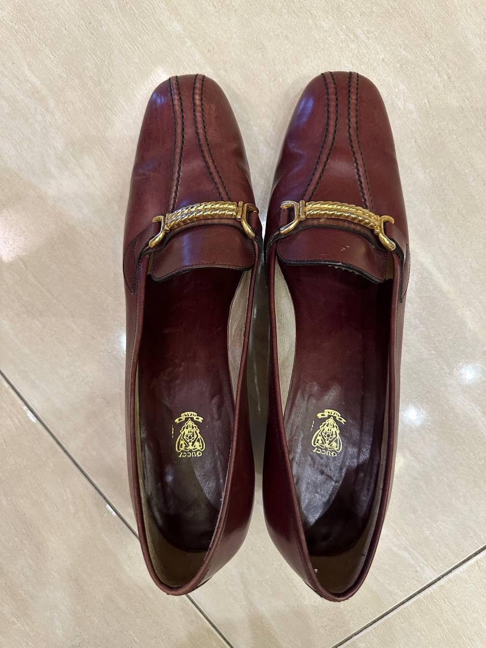 Gucci × Vintage Gucci Loafer Pumps Horse Bit Heel Vintage Burgundy EU 40 Size US 10 / IT 40 - 4 Thumbnail