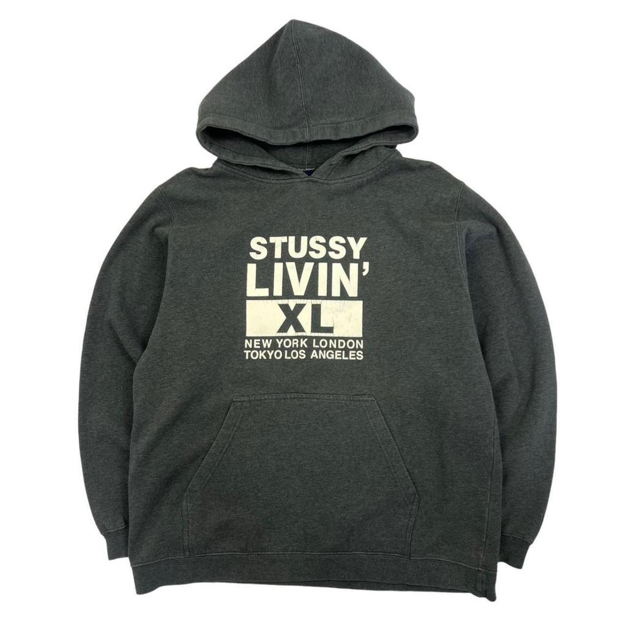 Stussy Stussy Grey/Red Arch Logo Hoodie Large | Grailed