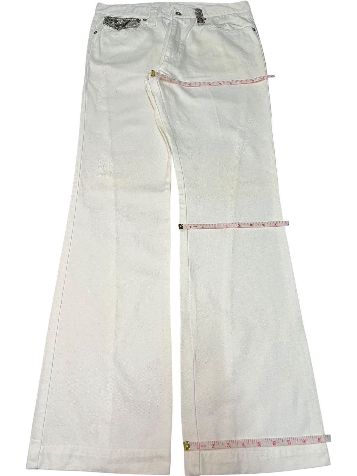 If Six Was Nine Vintage Japanese Brand Snake Skin Sashiko Flare Jeans Size 33" - 8 Thumbnail