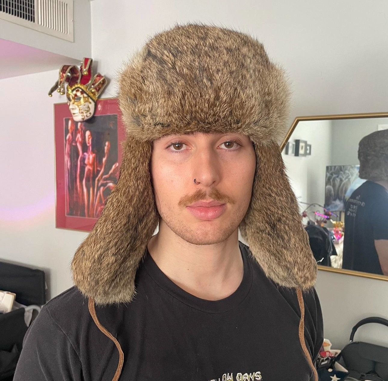 Vintage Genuine Rabbit Fur Bomber Hat Size 46 - 1 Thumbnail