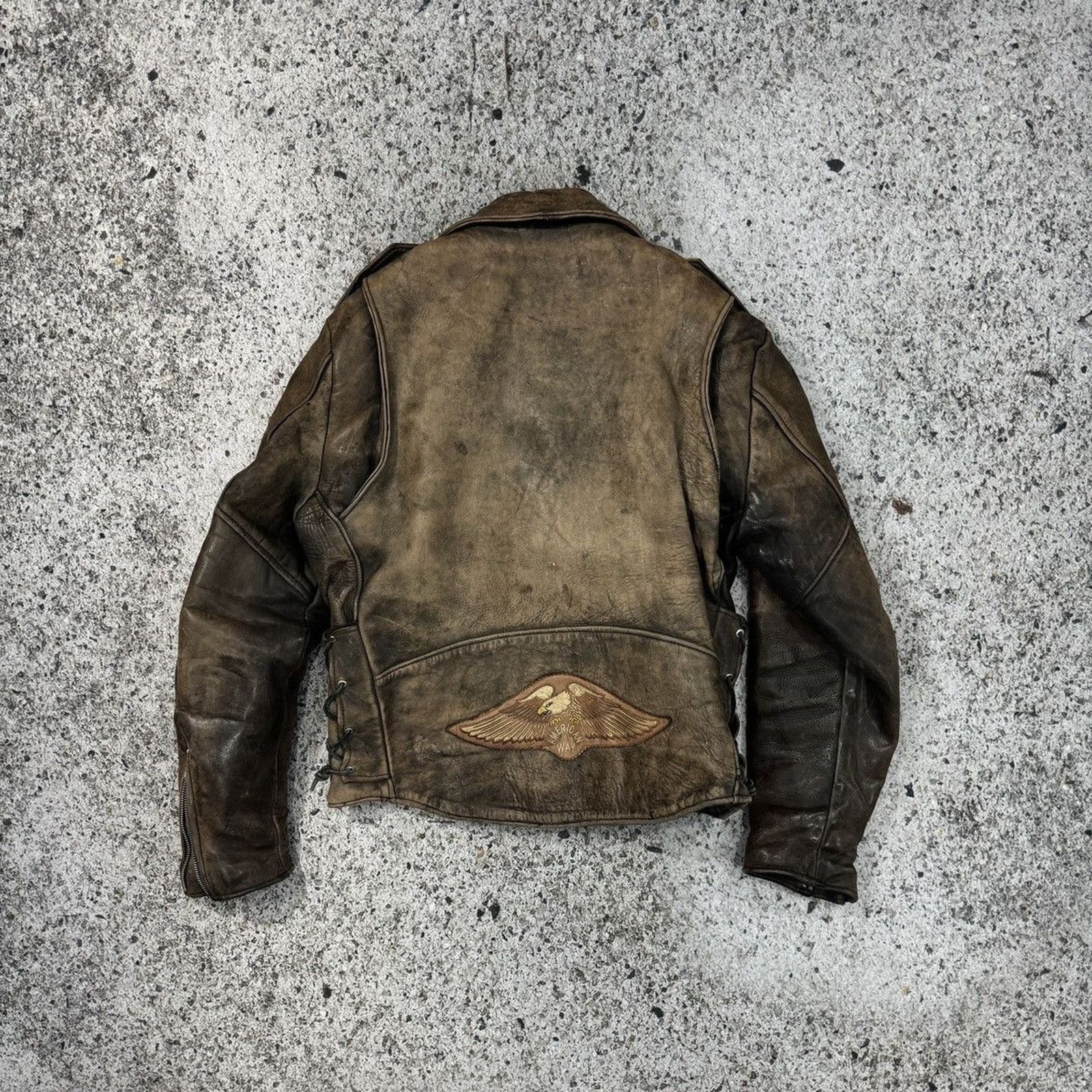 Vintage 90s Aged Faded Leather Motorcycle Jacket ERD Grunge Biker Size US L / EU 52-54 / 3 - 2 Thumbnail