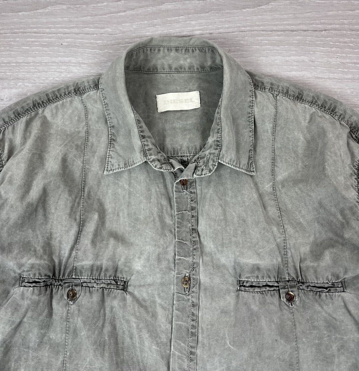 Diesel Diesel Vintage 00s Avante Garde Washed Dyed Button Shirt Size US L / EU 52-54 / 3 - 7 Thumbnail