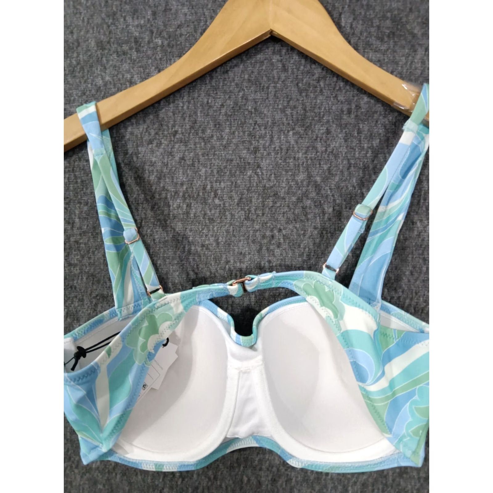 Vintage Shade & Shore Women’s Lift Square Neck Bralette Top Blue Floral Print 34B Shirt Adult White? Size XXS / US 00 / IT 34 - 2 Thumbnail