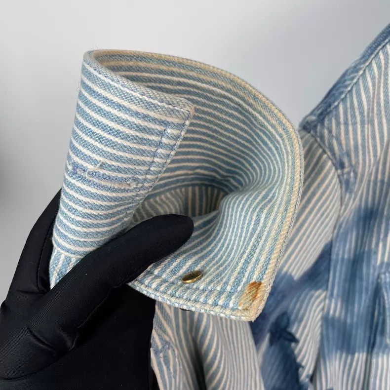Louis Vuitton Louis Vuitton Blue ink stripe smudged logo long shirt Size US M / EU 48-50 / 2 - 7 Thumbnail