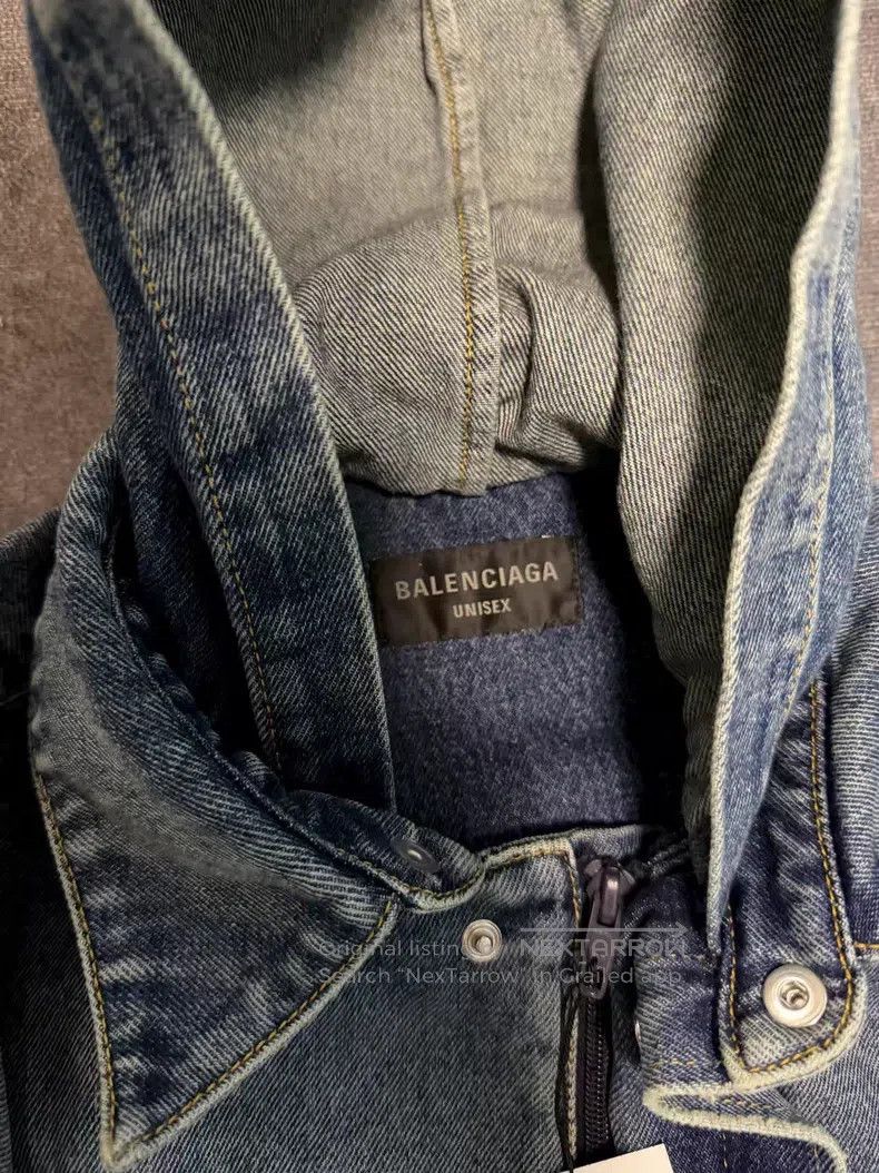 Balenciaga Balenciaga Hooded Distressed Denim Parka with Buttons Size US S / EU 44-46 / 1 - 3 Thumbnail