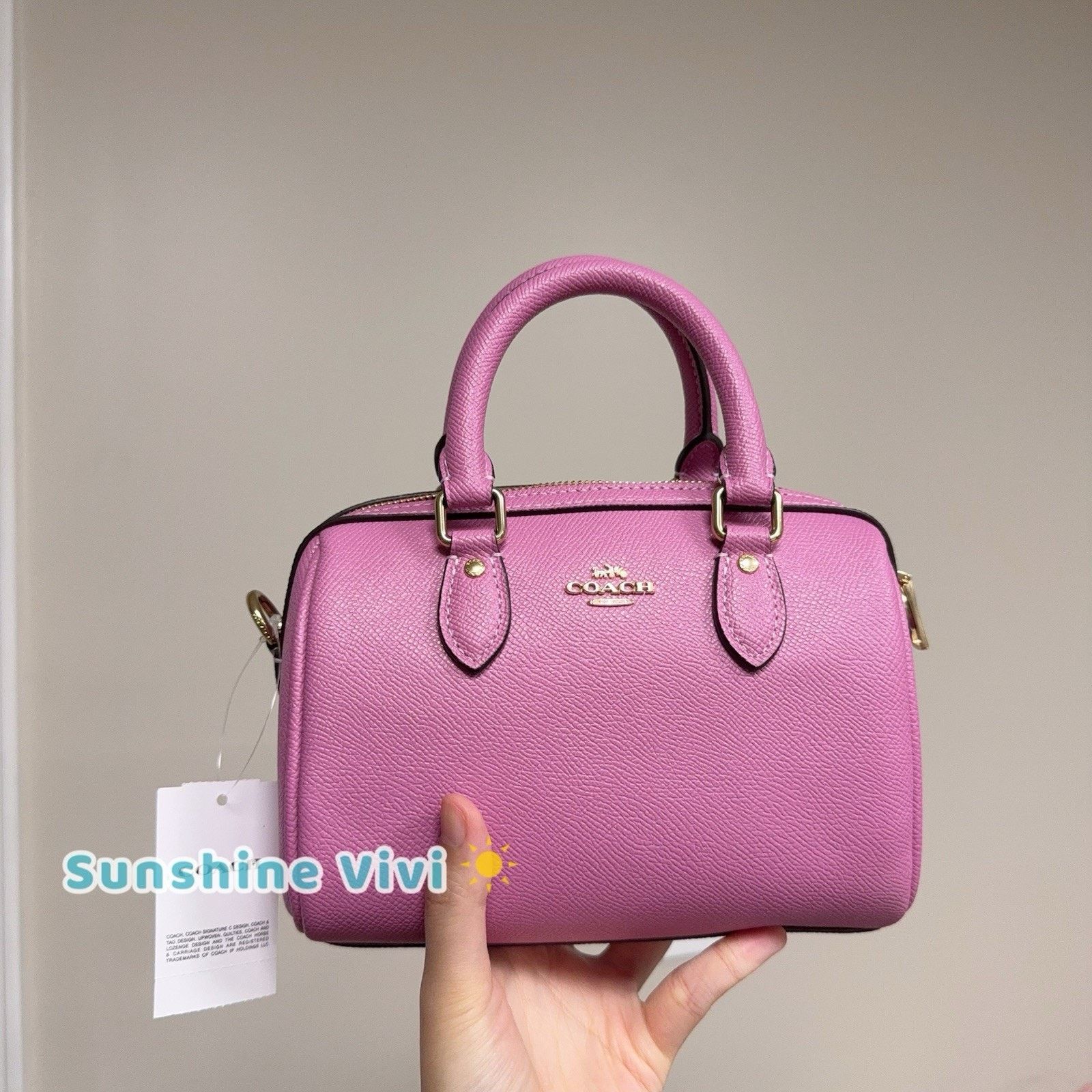 Coach NWT Coach Mini Rowan Crossbody Bag Leather CV404 IM/fuchsia Size ONE SIZE - 1 Thumbnail