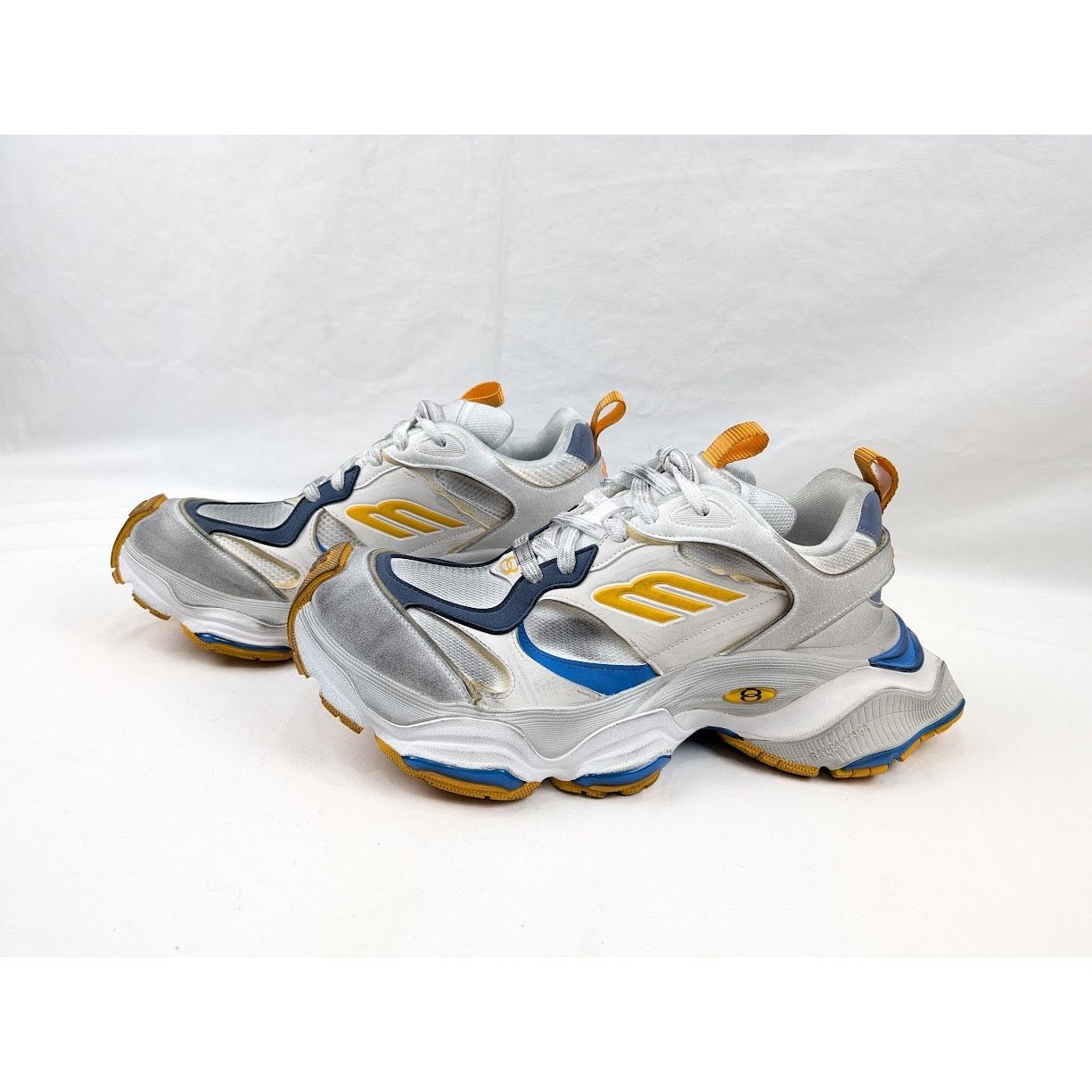 Balenciaga o1rshd1 Cargo Suede Low-Top Sneakers White/Grey/Orange/Blue Size US 12 / EU 45 - 16 Thumbnail