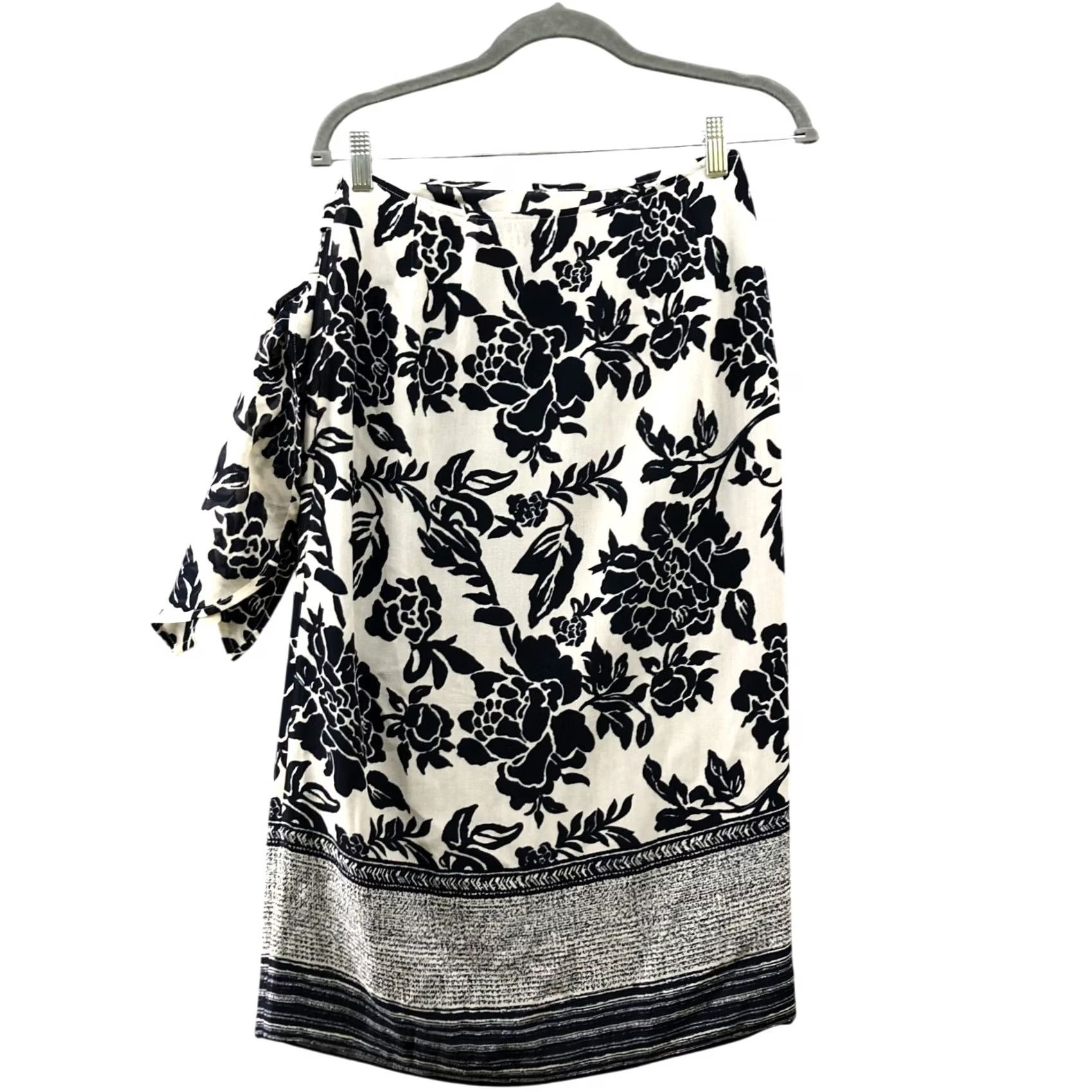 Talbots VTG Talbots Petites Wrap Skirt Silk Wool Midi Black White Floral 4P Skirt Womens Size 27" / US 4 / IT 40 - 2 Thumbnail