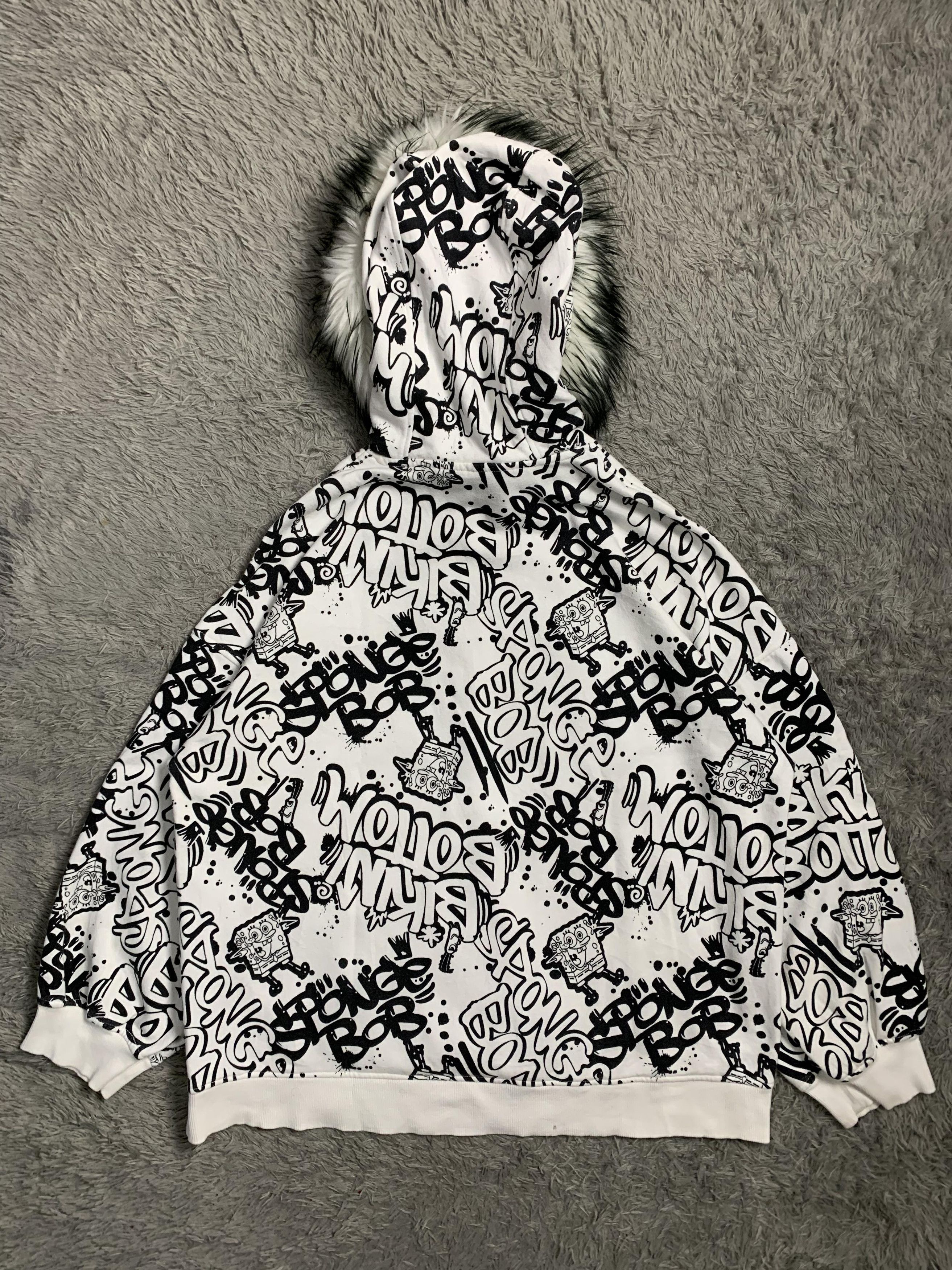 Japanese Brand H&M x Spongebob Oversized Full Print Fur Hoodie Size US M / EU 48-50 / 2 - 2 Thumbnail