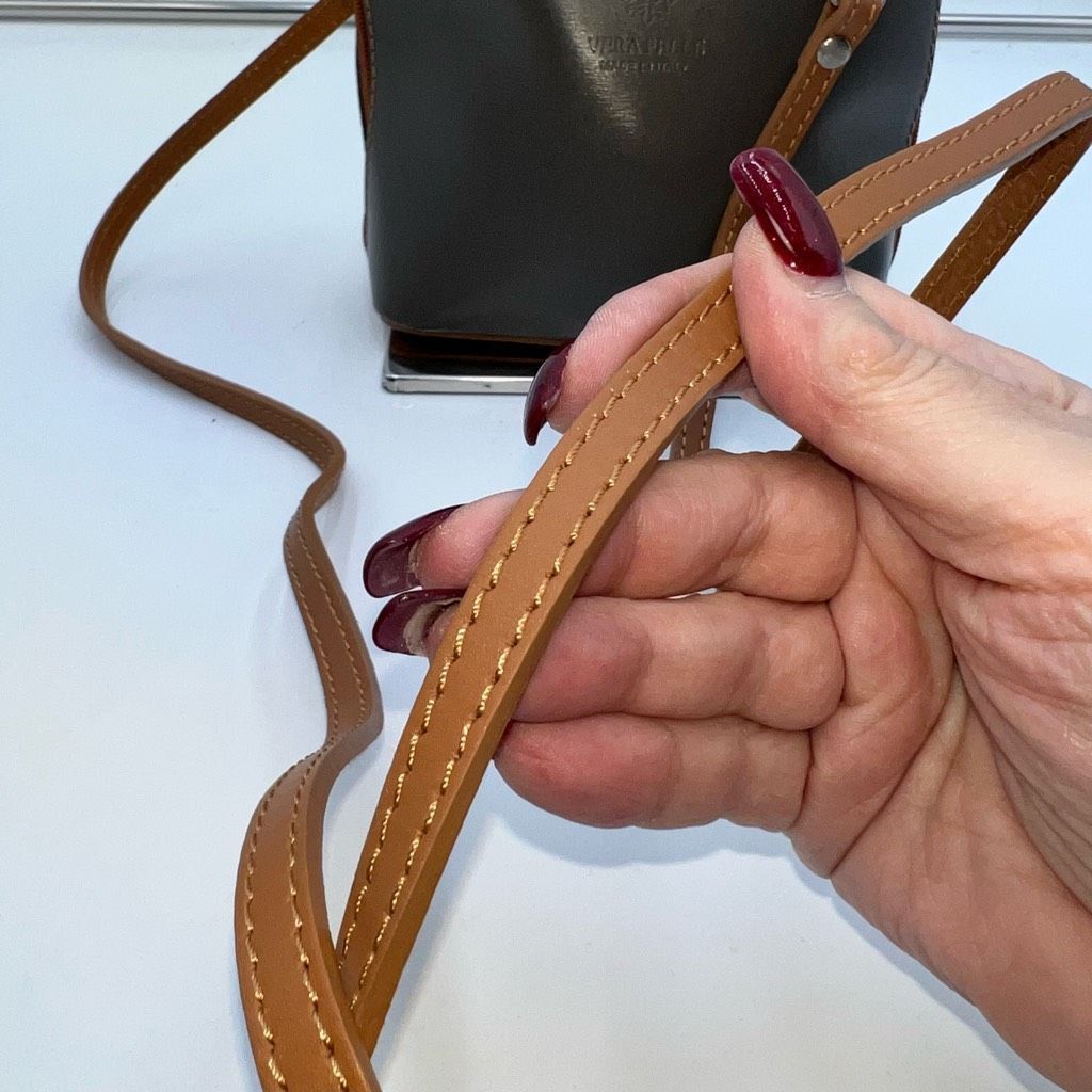 Vera Pelle Vera Pelle Made in Italy Gray and Vachetta Leather Crossbody Size ONE SIZE - 4 Thumbnail