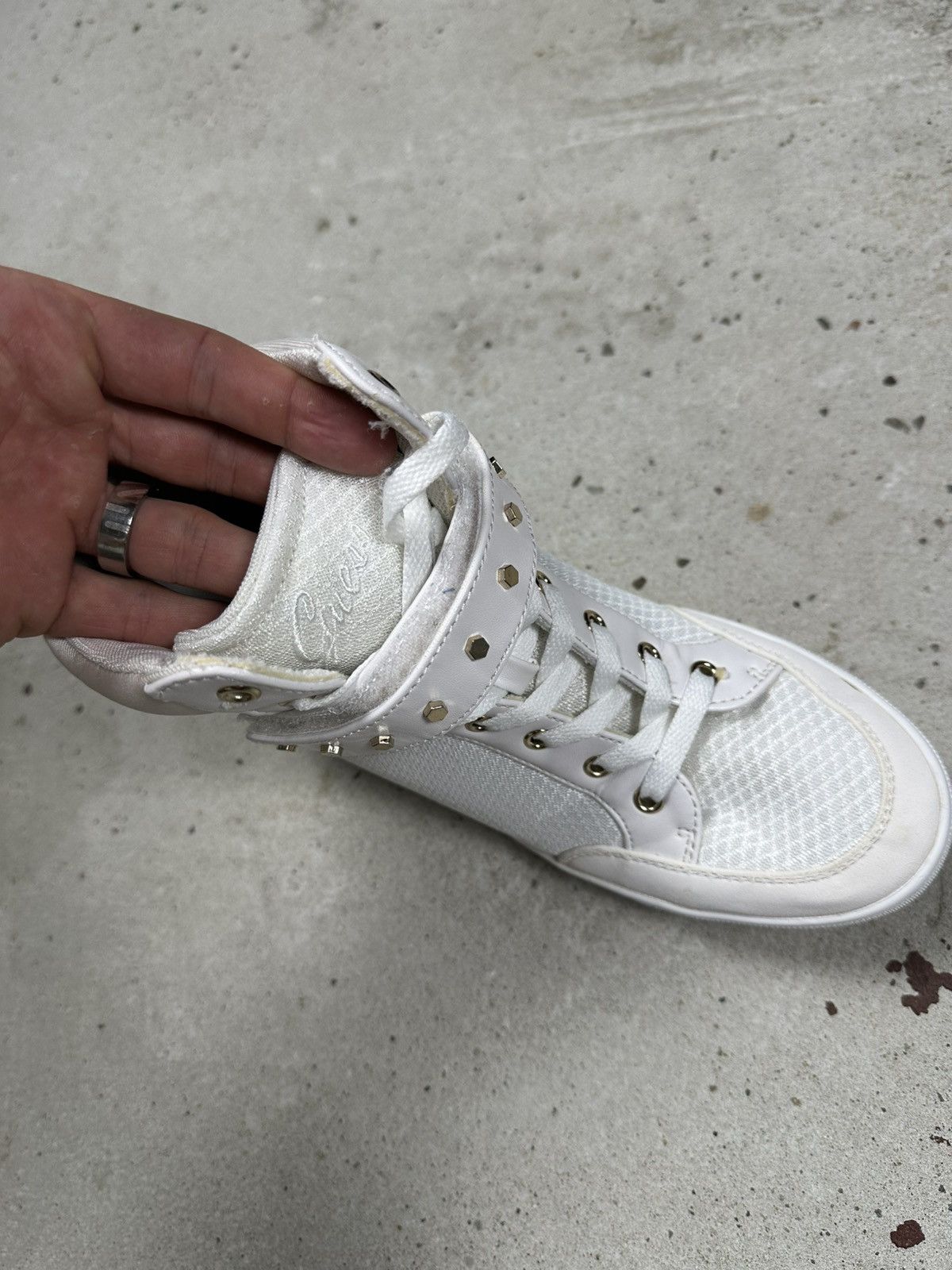 Guess Vintage Y2K Guess White High Top Sneakers Avant Garde suede Size US 9.5 / IT 39.5 - 8 Thumbnail