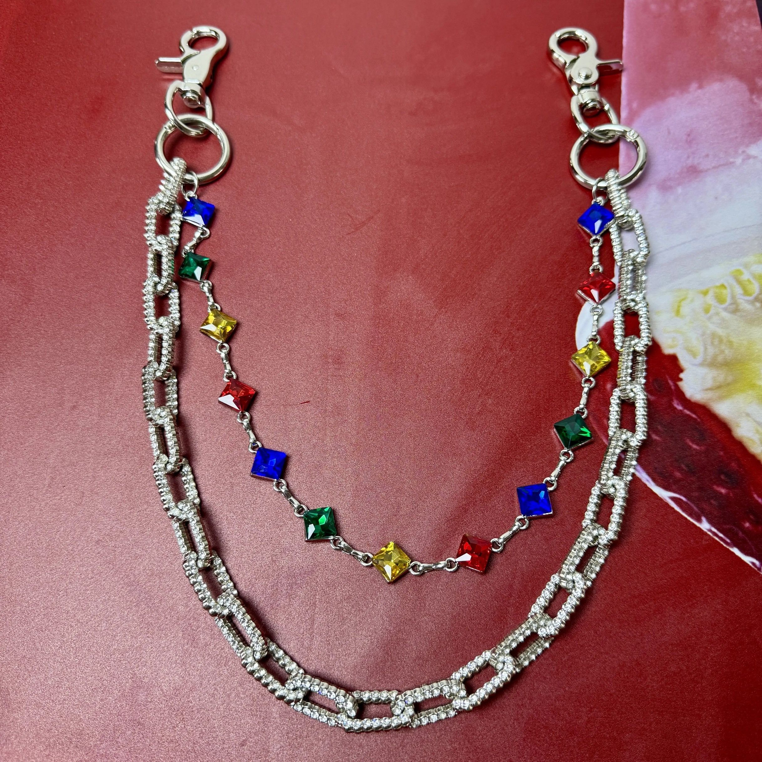 Vintage double-layer metal colourful Pants Belt Chains Size ONE SIZE - 2 Thumbnail