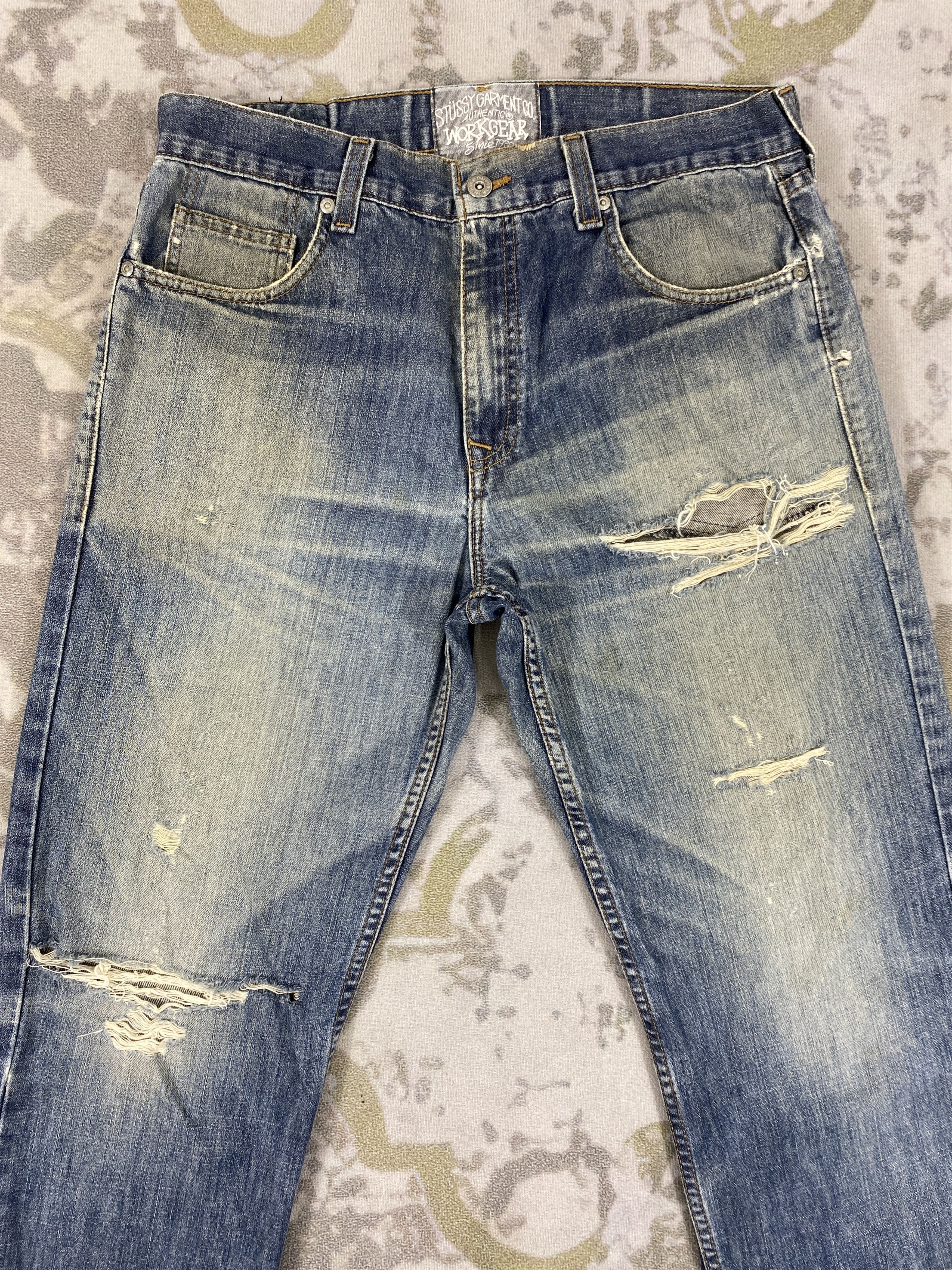 If Six Was Nine Distressed Blue Vintage Stussy Jeans 34x31.5 Denim- JN3555 Size US 34 / EU 50 - 3 Thumbnail