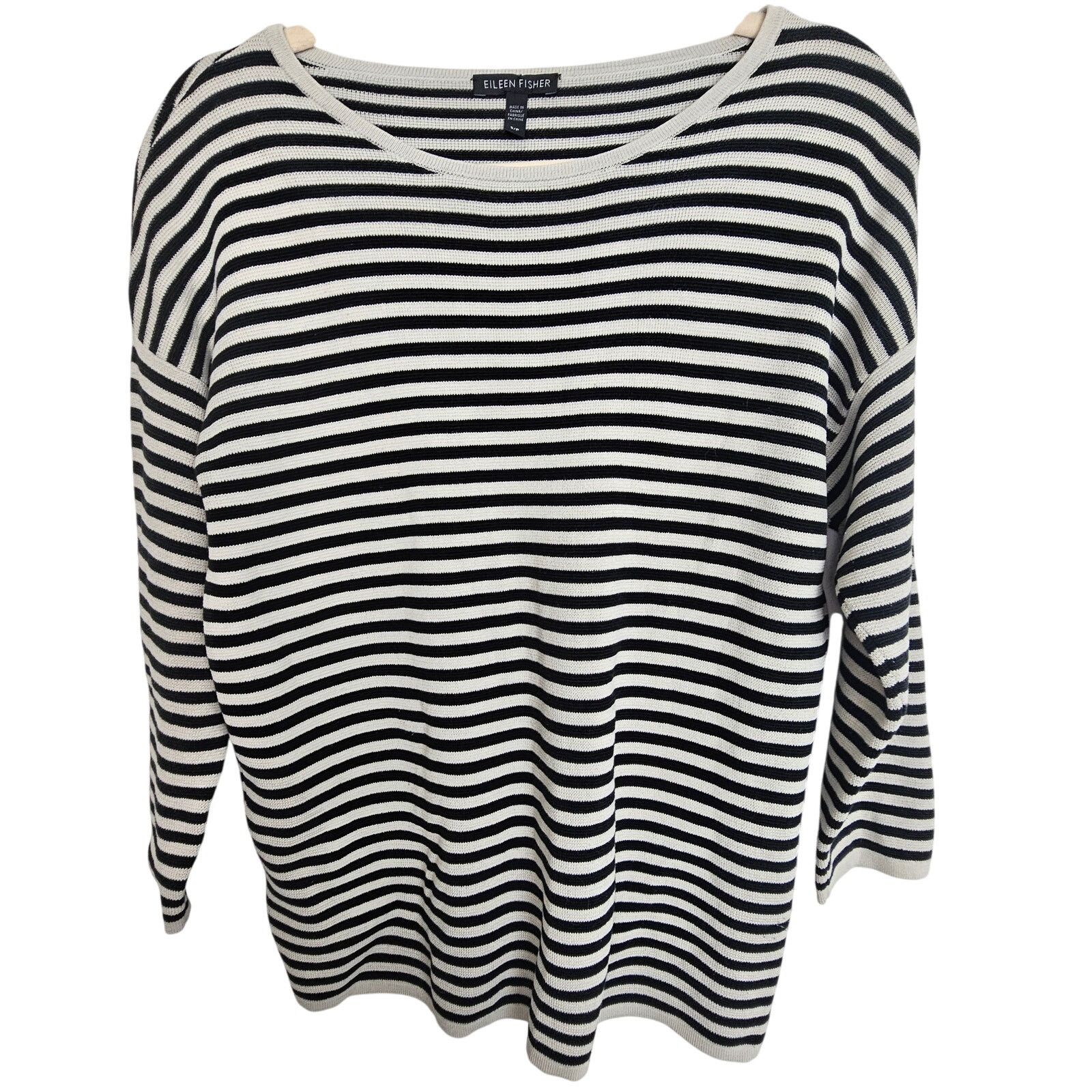 Eileen Fisher Eileen Fisher Womens Striped Sweater Sz S Classic Lagenlook Size S / US 4 / IT 40 - 1 Thumbnail