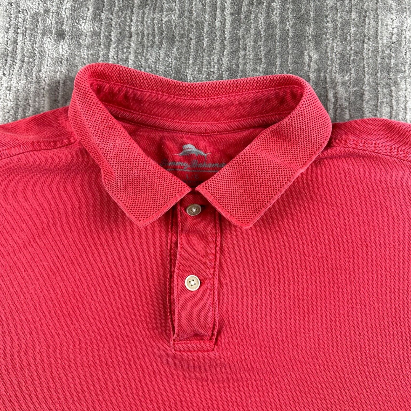 Tommy Bahama Tommy Bahama Polo Shirt Adult Large Red Cotton Mens Short Sleeve Polo Collared Button Casual Beach Aloha Hawaii Marlin Logo Size US L / EU 52-54 / 3 - 3 Thumbnail