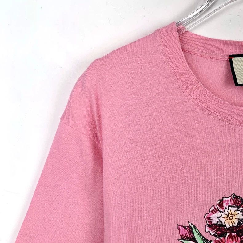 Gucci Gucci Floral printed pink round-neck cotton short-sleeved T Size US XS / EU 42 / 0 - 3 Thumbnail