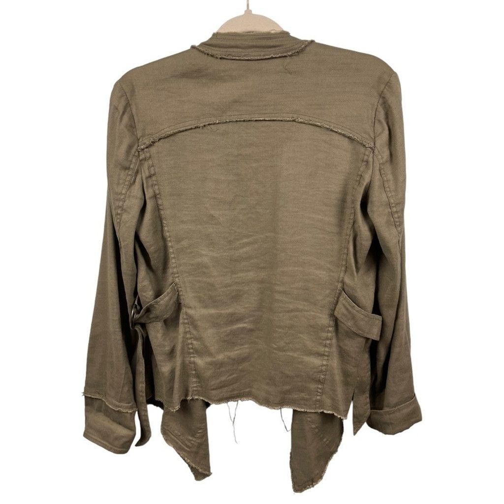 Free People Free People Olive Linen Blend Raw Finish Waterfall Jacket XS Size XS / US 0-2 / IT 36-38 - 6 Thumbnail