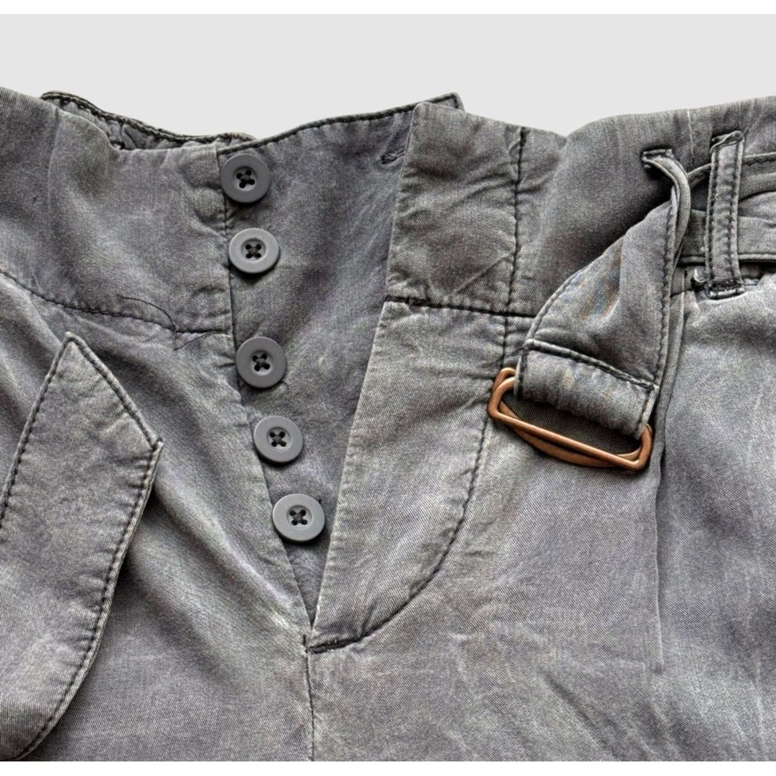 Free People Free People Pants Womens 2 Gray Utility Cargo Straight Leg Belted Button Fly Size 26" / US 2 / IT 38 - 6 Thumbnail