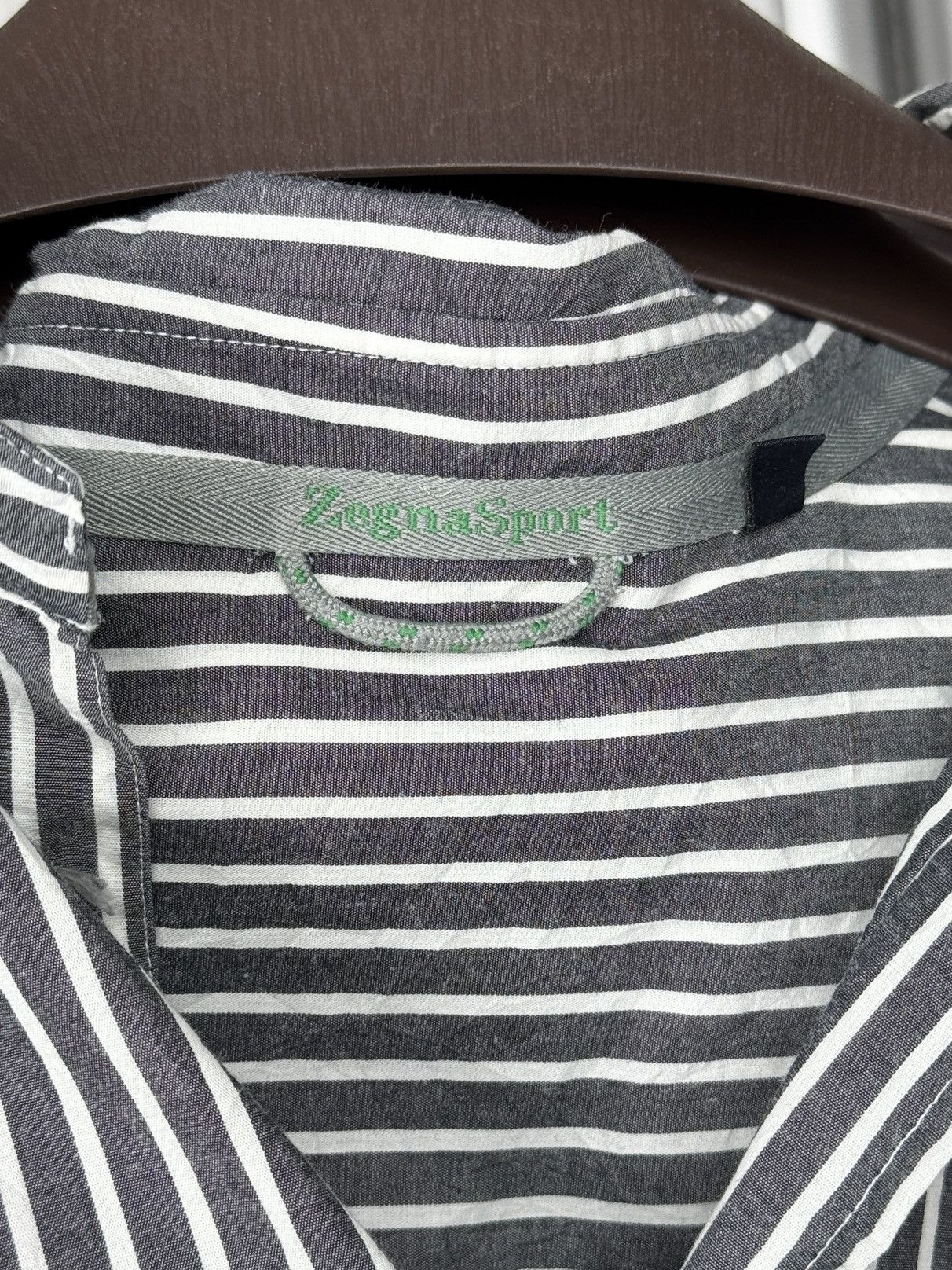 Ermenegildo Zegna Zegna Sport Striped Grey/White Cotton Shirt Pinstripe XXL Size US XXL / EU 58 / 5 - 8 Thumbnail
