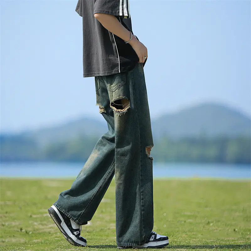 Japanese Brand × Jean Retro loose straight leg casual ripped jeans Size US 32 / EU 48 - 3 Thumbnail