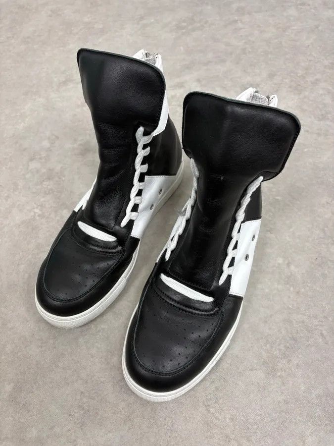 Kris Van Assche Kris Van Assche Black & White Leather High Megalaced Sneakers Size US 8 / EU 41 - 5 Thumbnail