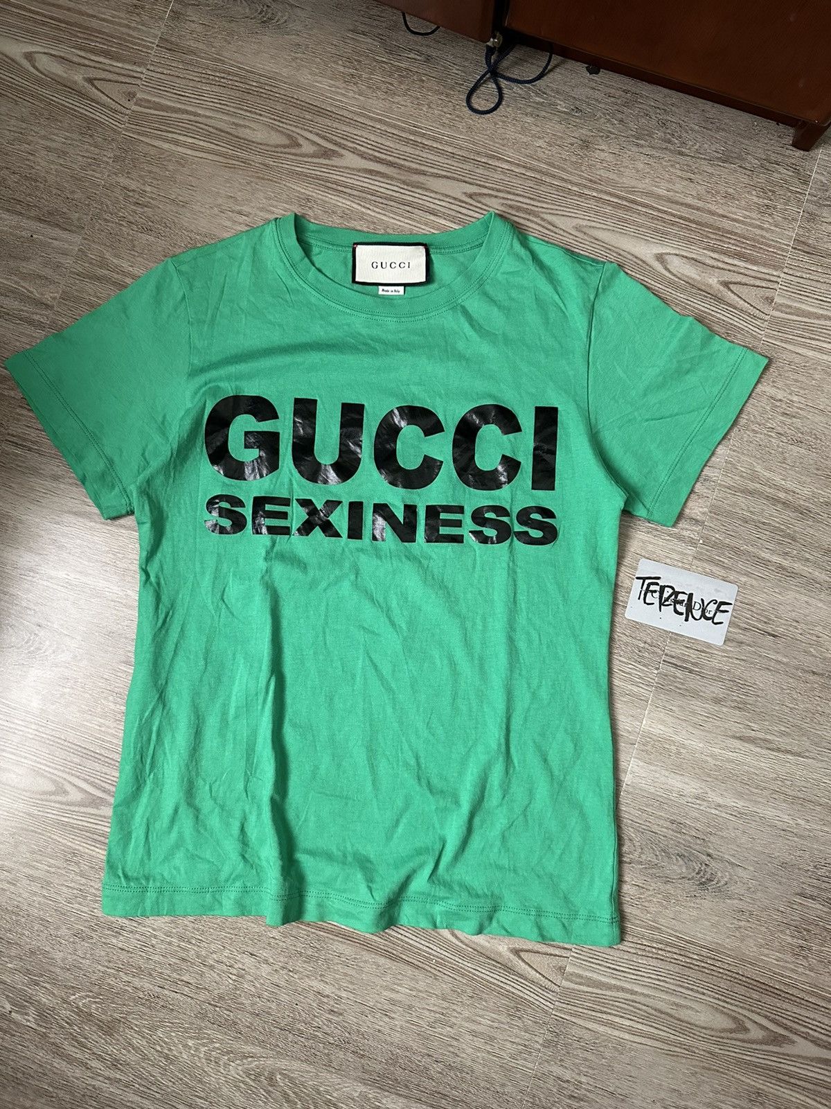 image of Gucci Sexiness T Shirt in Green, Women's (Size XS)