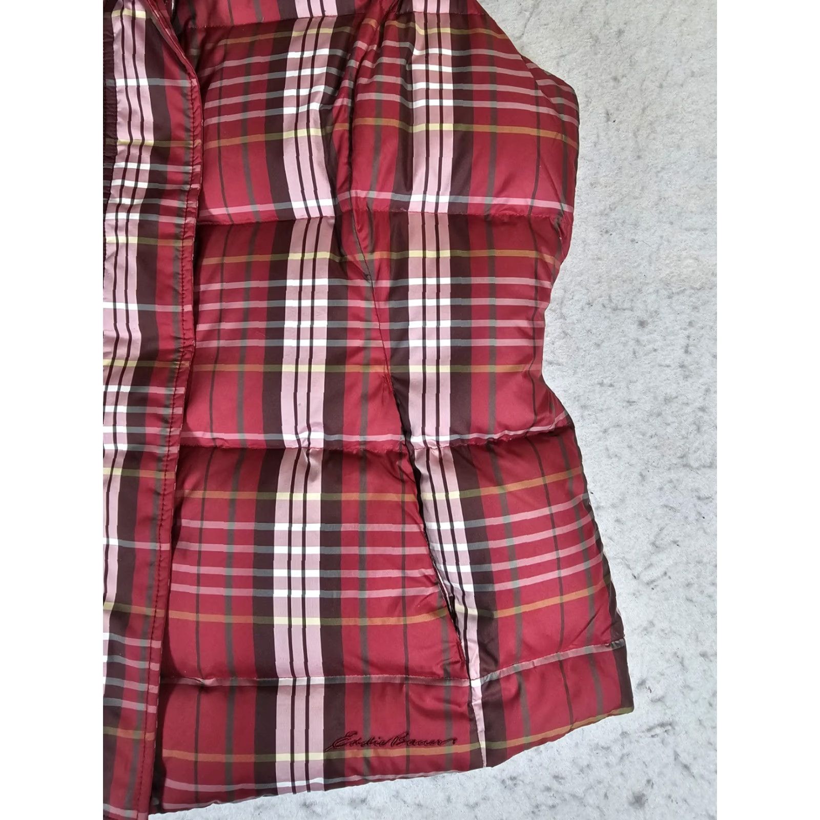 Eddie Bauer Eddie Bauer Premium Goose Down Puffer Vest Women's Size Large Red Plaid Full Zip Size L / US 10 / IT 46 - 5 Thumbnail