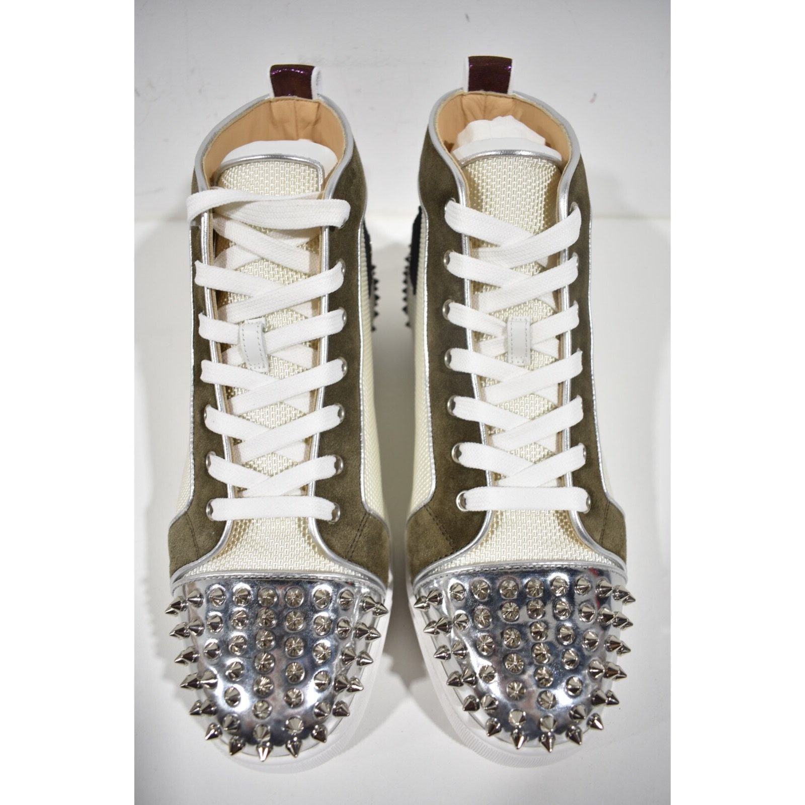 Christian Louboutin Christian Louboutin Men Lou Spikes 2 Flat White Green High Size US 10.5 / EU 43-44 - 6 Thumbnail