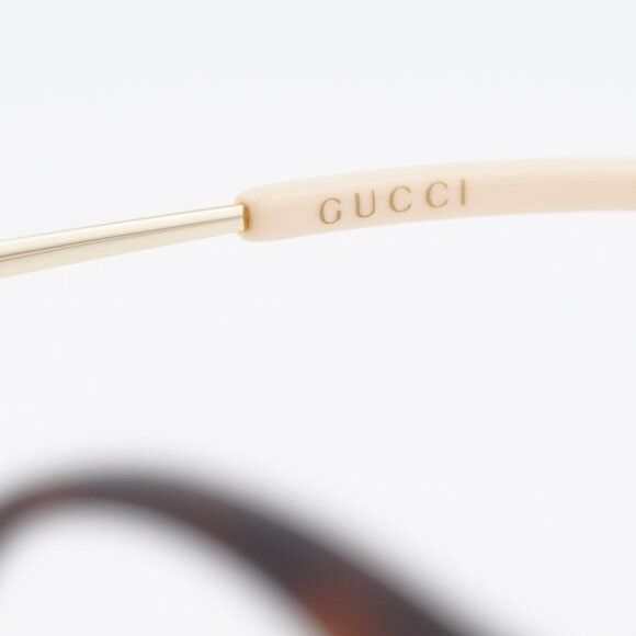 Gucci Gucci GG1009O 001 Eyeglasses Havana/Gold 52mm Round Frame Size ONE SIZE - 8 Thumbnail