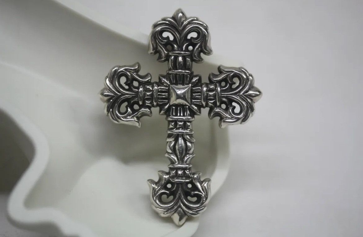 image of Chrome Hearts Filigree Cross Pendant in Silver, Men's
