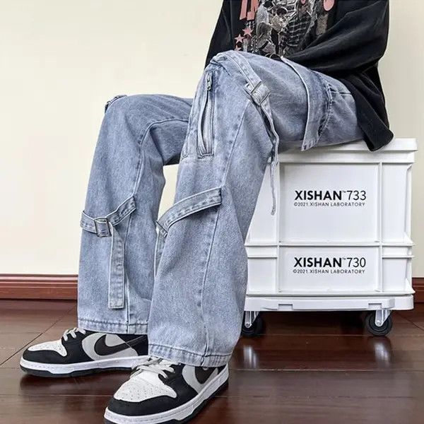 VIBE Mens Blue Cargo Baggy Jeans Size US 32 / EU 48 - 4 Thumbnail