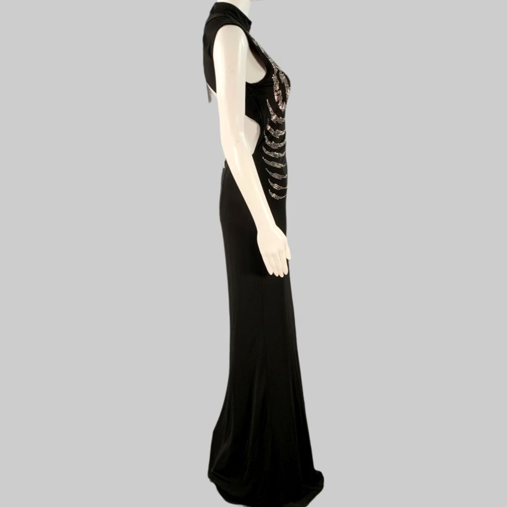 John Richmond JOHN RICHMOND Size 4 Black Silver Viscose Studded High Neck Evening Gown Womens Size S / US 4 / IT 40 - 3 Thumbnail