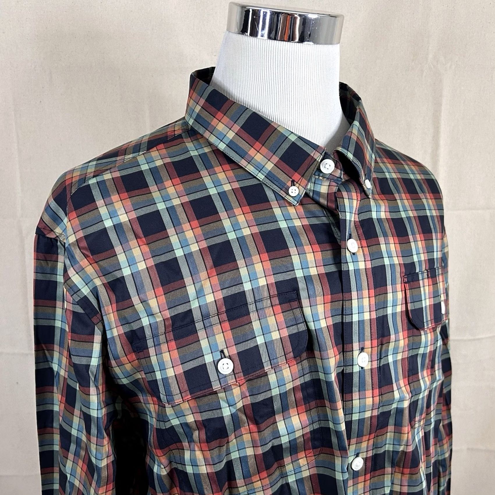 CO Duluth Trading Co 2XL Untucked Soft Skills Shirt Orange Green Plaid Shirt Button-Up Long Sleeve Collared Casual Mens NWT Size US XXL / EU 58 / 5 - 2 Thumbnail