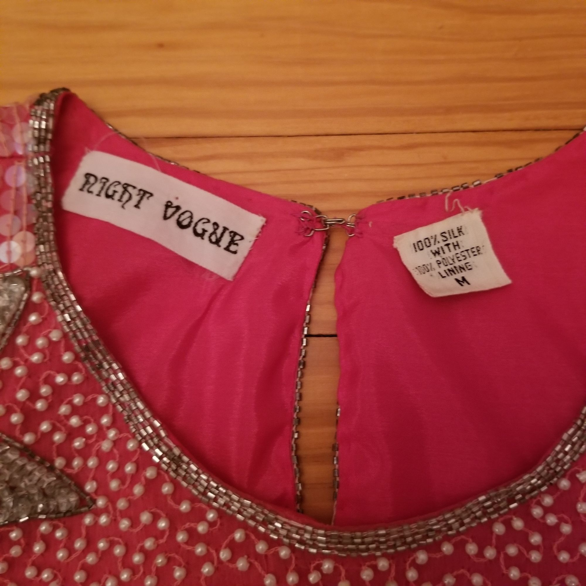 Other Night Vogue M Pink Barbiecore Silk Beaded Top Vintage Cospla Size M / US 6-8 / IT 42-44 - 4 Thumbnail