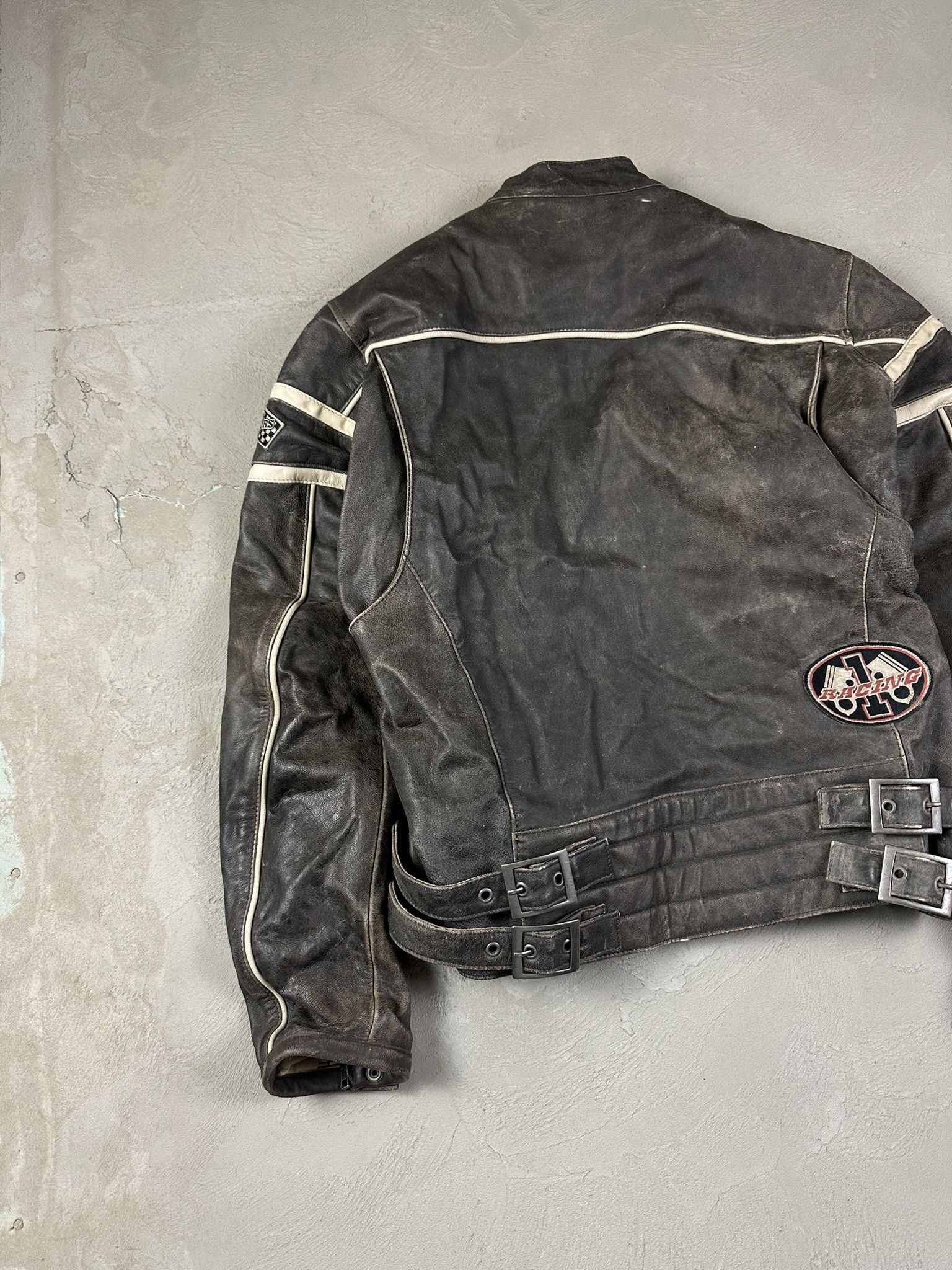 Vintage Vintage Leather Racing Patch Biker Boxy Jacket Size US XL / EU 56 / 4 - 12 Thumbnail