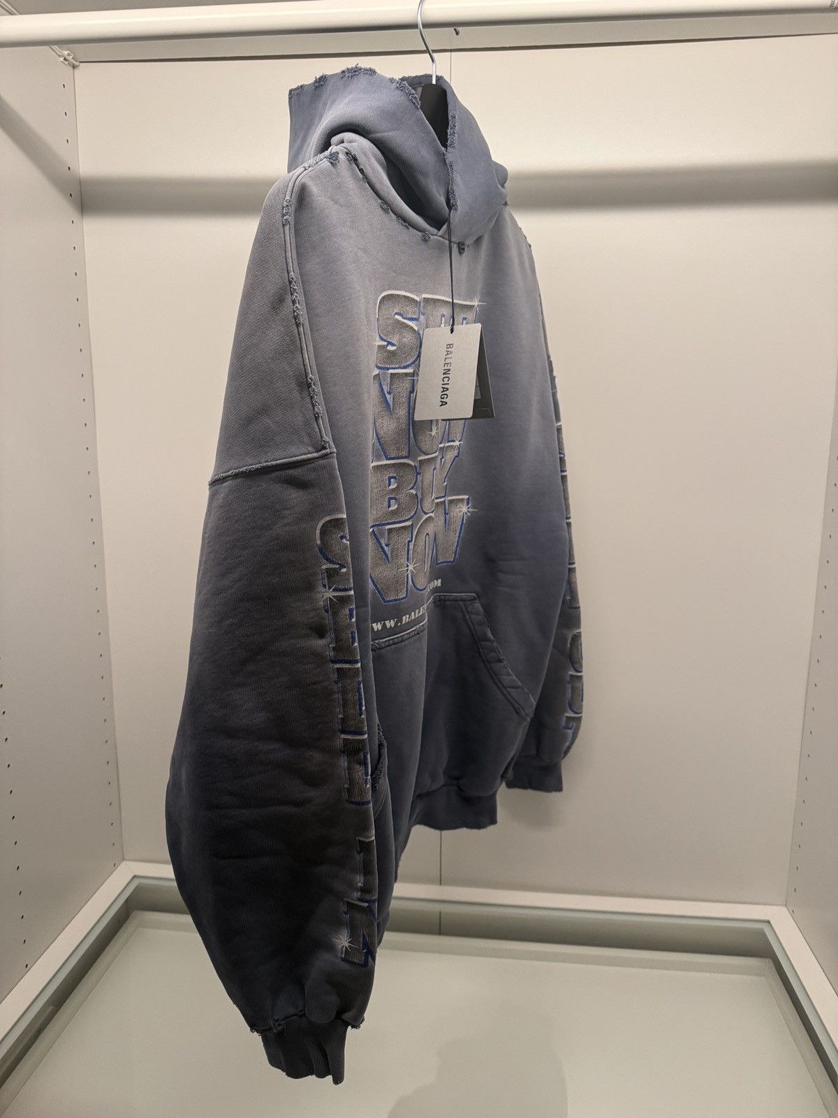 Balenciaga Balenciaga SNBN large fit washed blue hoodie Size US S / EU 44-46 / 1 - 5 Thumbnail