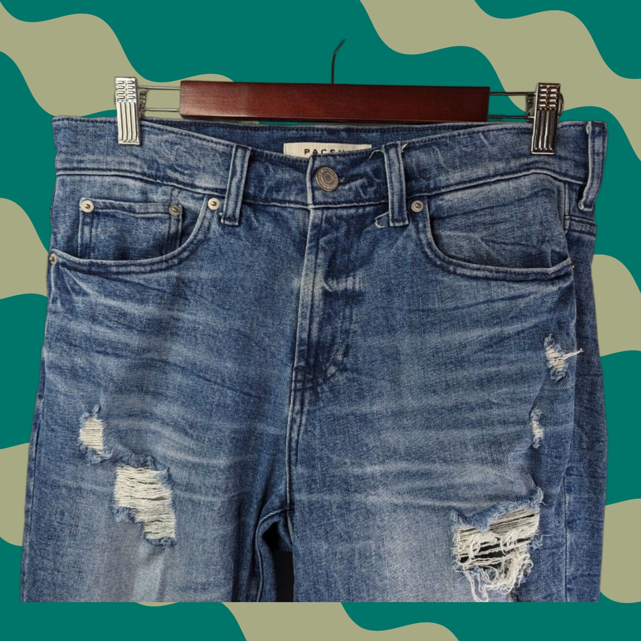 Pacsun PacSun Jeans Skinny 30x30 Mens Blue Distressed Denim Stretch Moto 5-Pocket Size US 30 / EU 46 - 1 Thumbnail