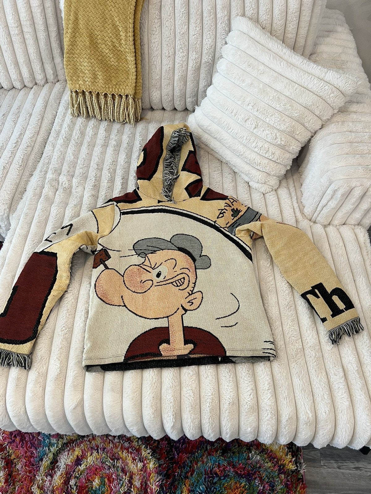 Vintage Knitted Popeye Hoodie Size US M / EU 48-50 / 2 - 4 Thumbnail