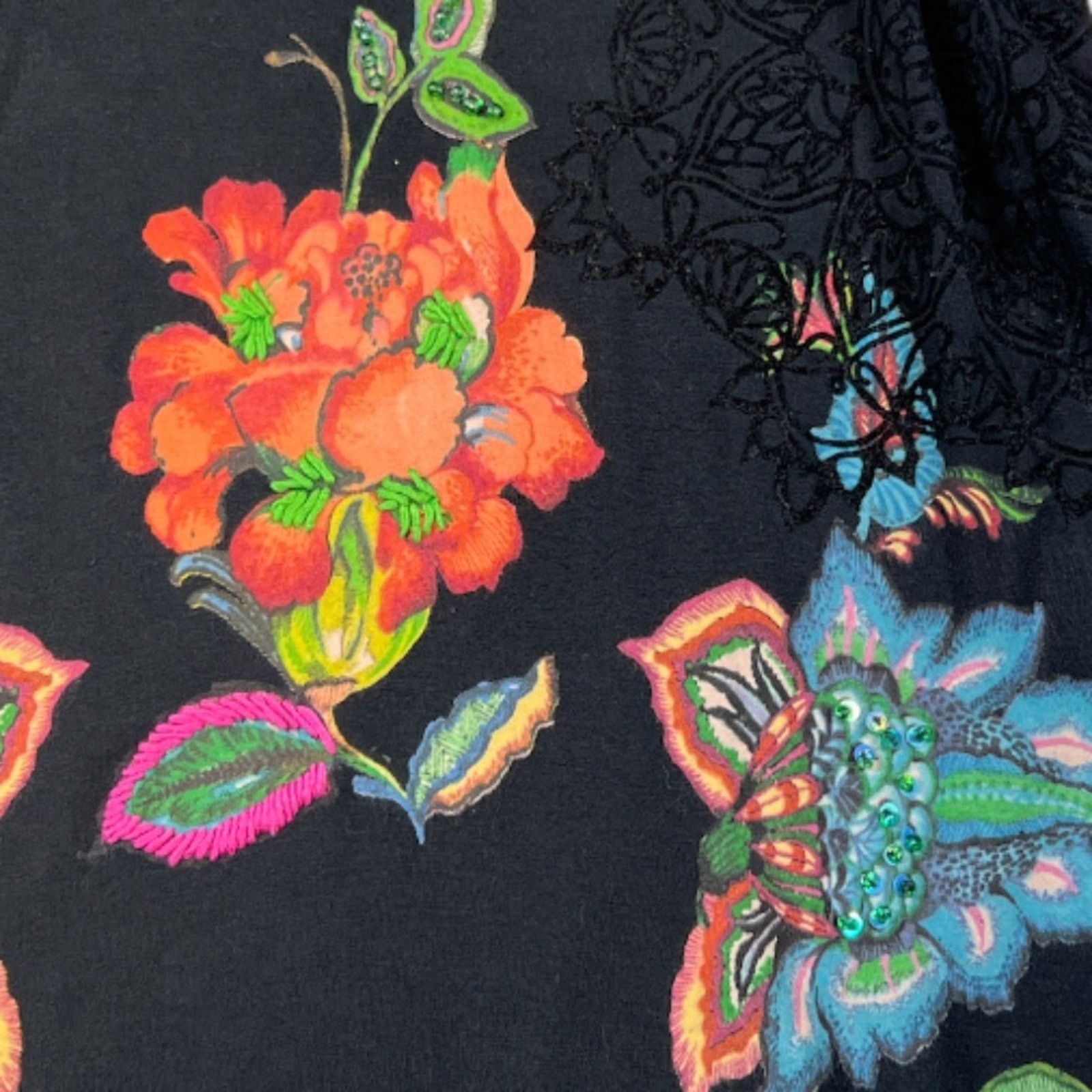 Desigual Desigual Black Floral Top | Size L Size L / US 10 / IT 46 - 4 Thumbnail