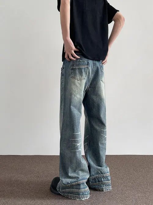 VIBE Blue Stacked Denim Jeans, Flared Baggy Jeans Size US 30 / EU 46 - 4 Thumbnail