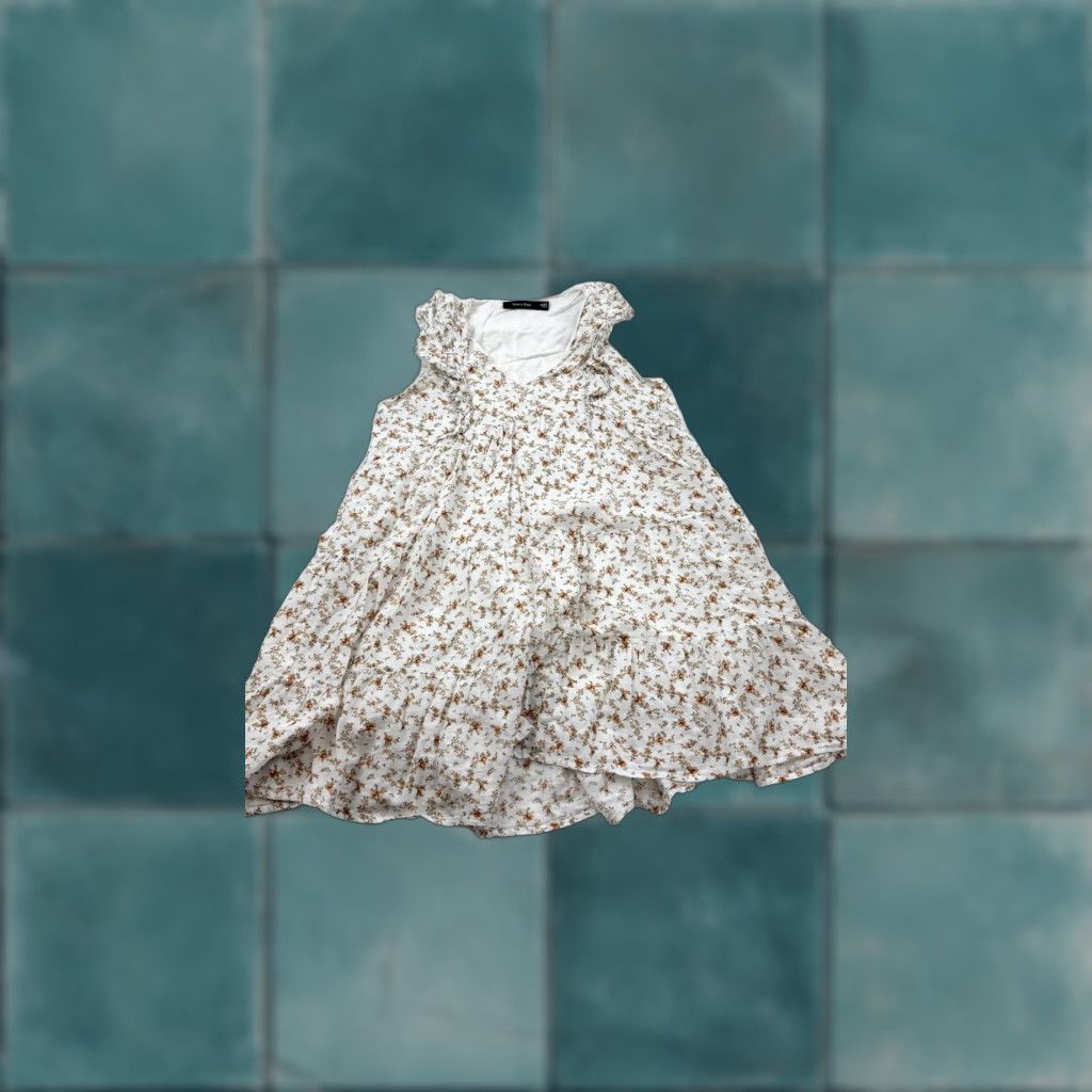 Vintage Doe & Rae Dress Womens Small White Floral Sleeveless Ruffle Tiered Boho Summer Size S / US 4 / IT 40 - 1 Thumbnail