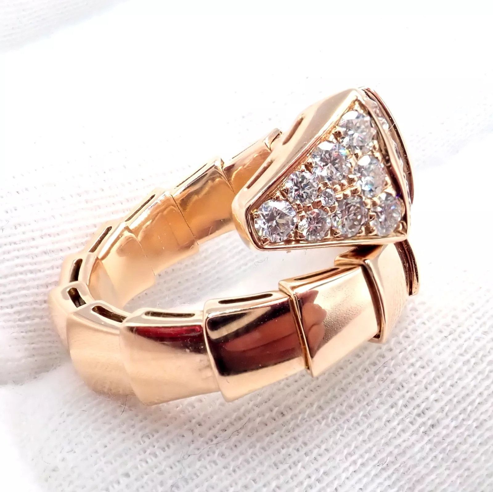 Bvlgari Bulgari Bvlgari Viper 18k Rose Gold Diamond Large Ring Size ONE SIZE - 7 Thumbnail