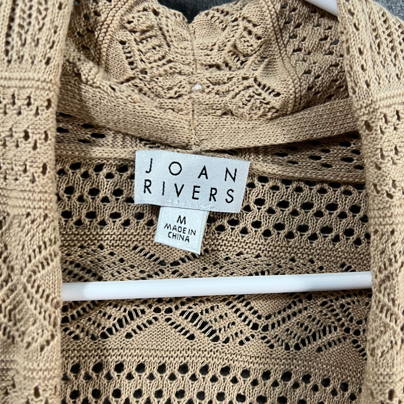 Other Joan Rivers Crochet Stripe Open Front Cardigan Khaki, Medium Size M / US 6-8 / IT 42-44 - 3 Thumbnail