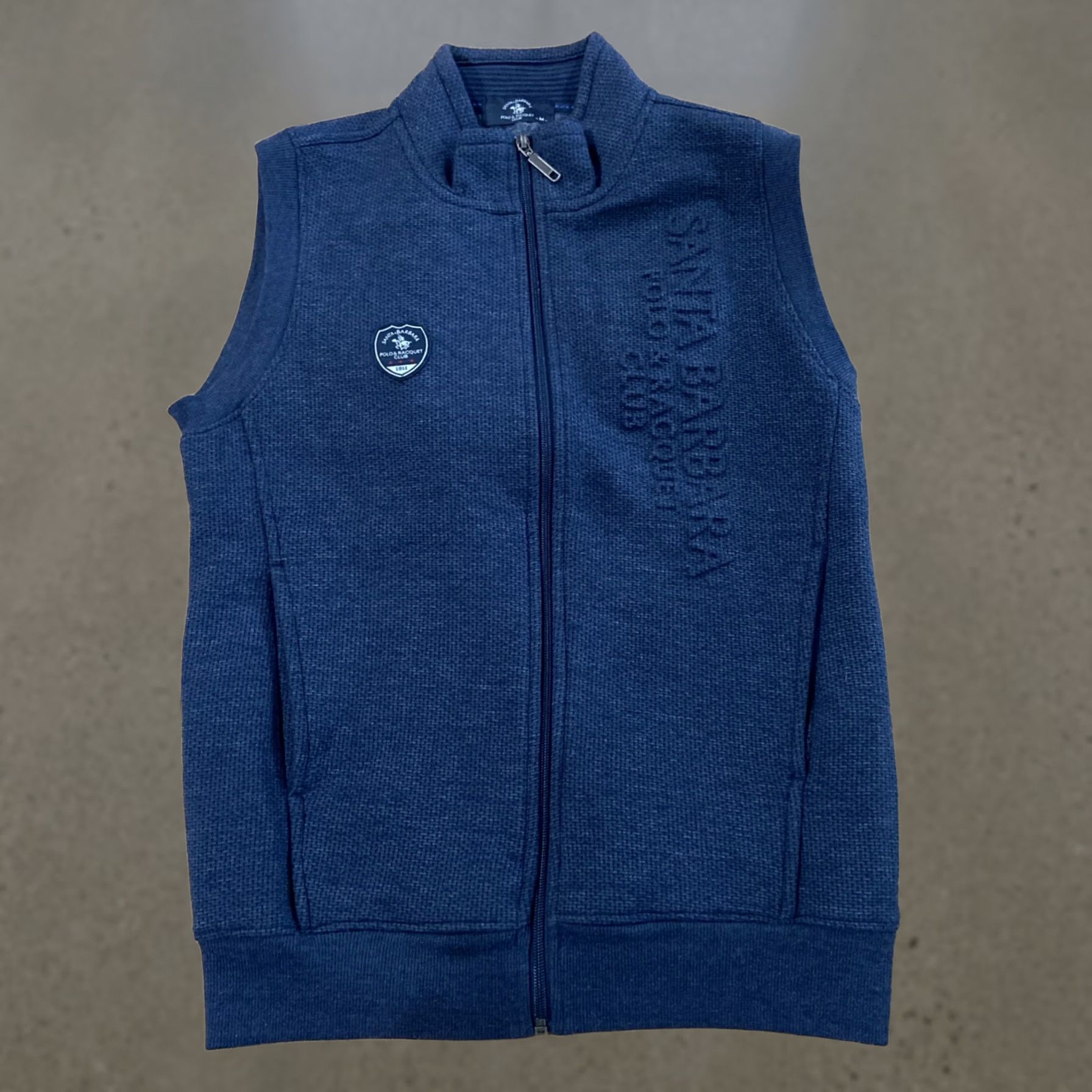 Vintage Santa Barbara Polo & Racquet Club Vest Medium Luxury Solid Blue Polyester Rayon Button Puffer Jacket All Seasons Golf Men M Regular Vintage No 90s Size US M / EU 48-50 / 2 - 1 Thumbnail