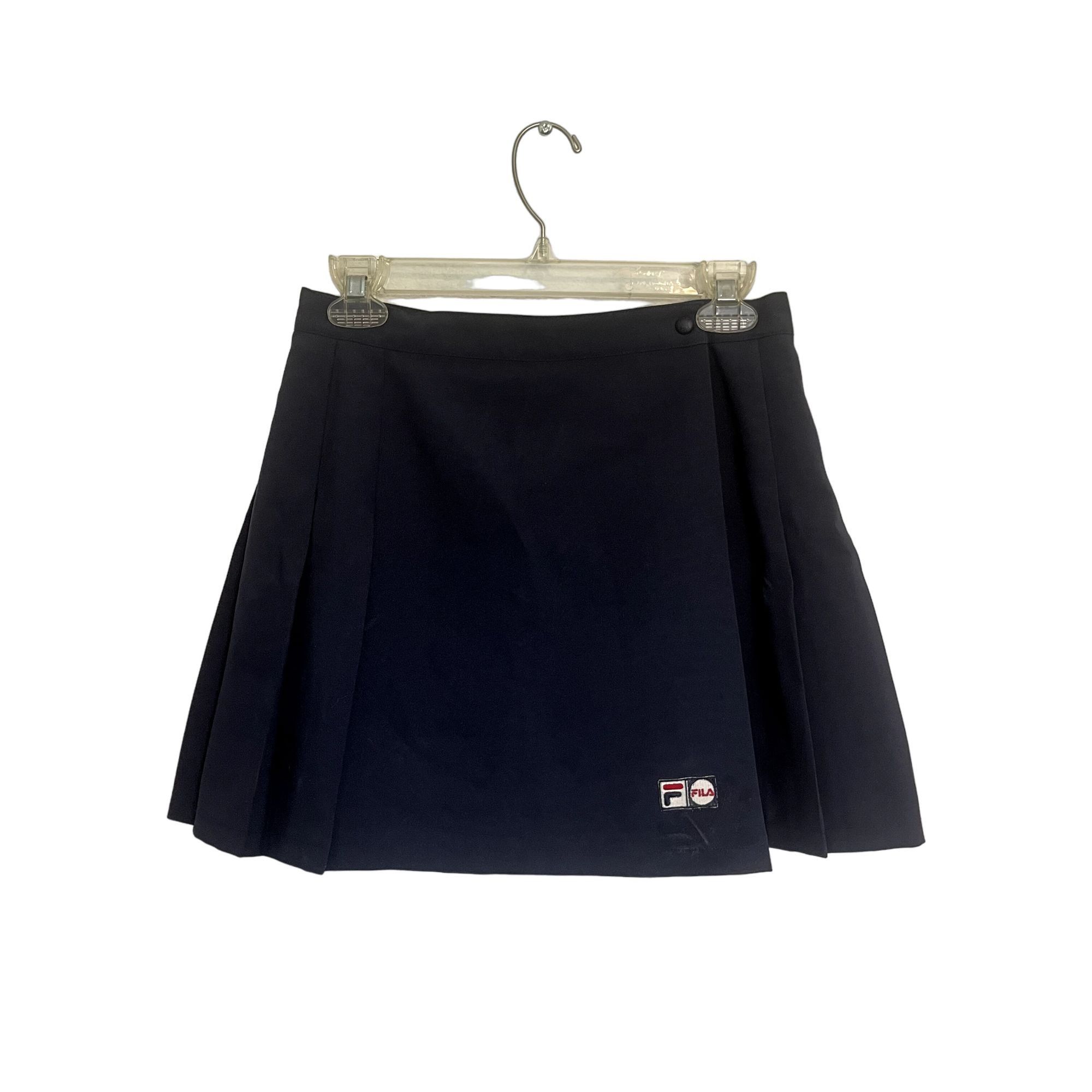 image of Fila Pleated Skirt Street Style Plain Logo Mini Skirt in Navy, Women's (Size 32)