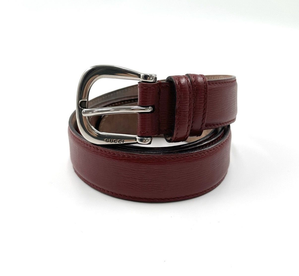 Gucci Gucci/Dark Red Silver Buckle Belt K12 Size ONE SIZE - 1 Thumbnail