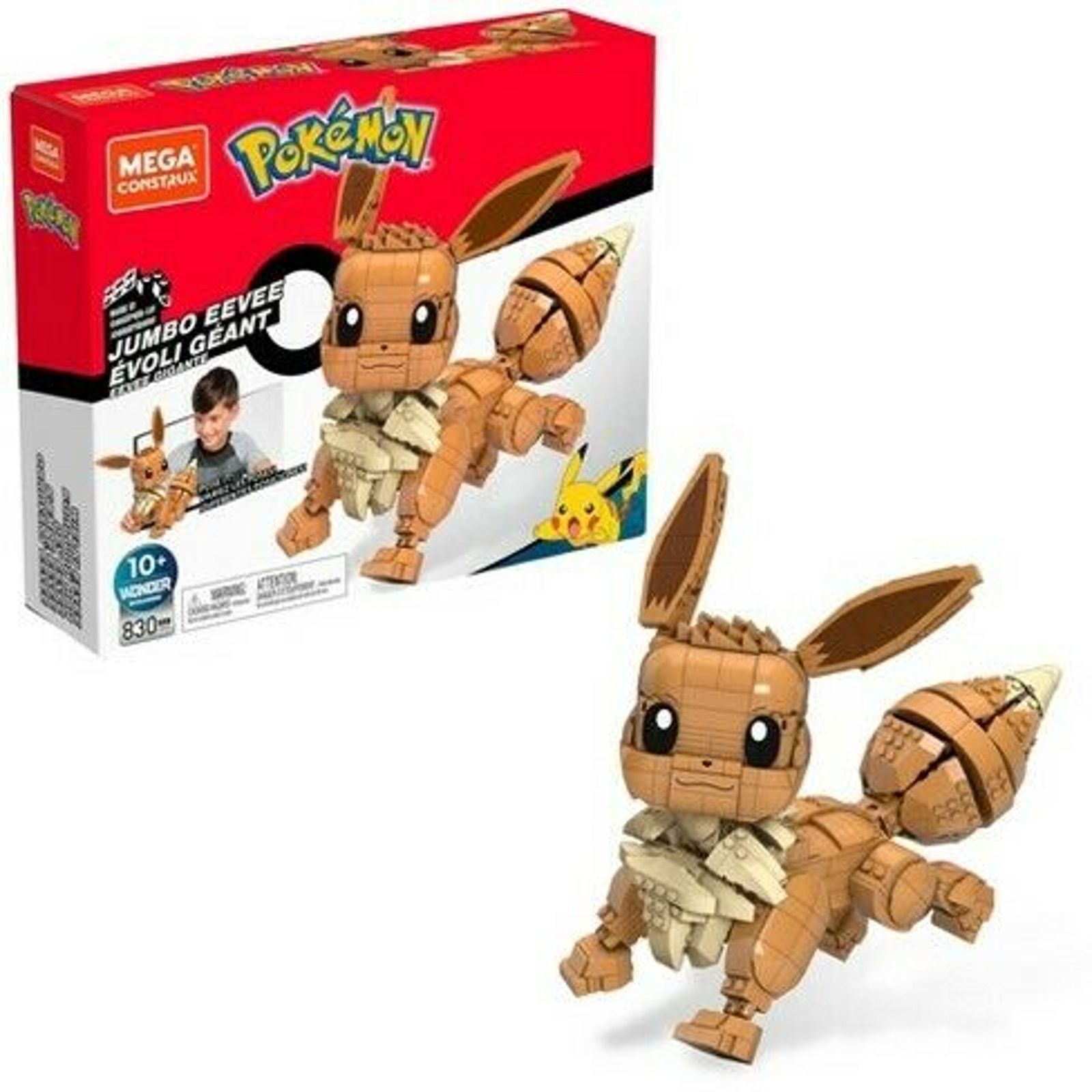 Pokemon Mega Construx Pokémon Jumbo Eevee Set 830 pcs Build Pose Size ONE SIZE - 1 Thumbnail